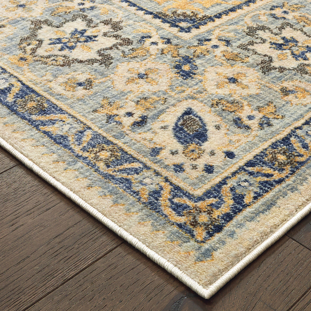 4’ X 6’ Ivory And Blue Oriental Power Loom Stain Resistant Area Rug - Area Rugs