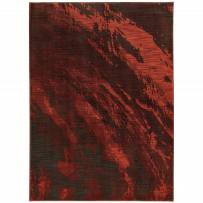 4’ X 6’ Red And Grey Abstract Power Loom Stain Resistant Area Rug - Area Rugs