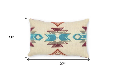 14" X 20" Brown and White Southwestern Acrylic Throw Pillow Cover