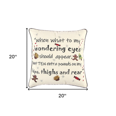 Ivory and Black Modern Christmas Sentiment Whimsical Throw Pillow