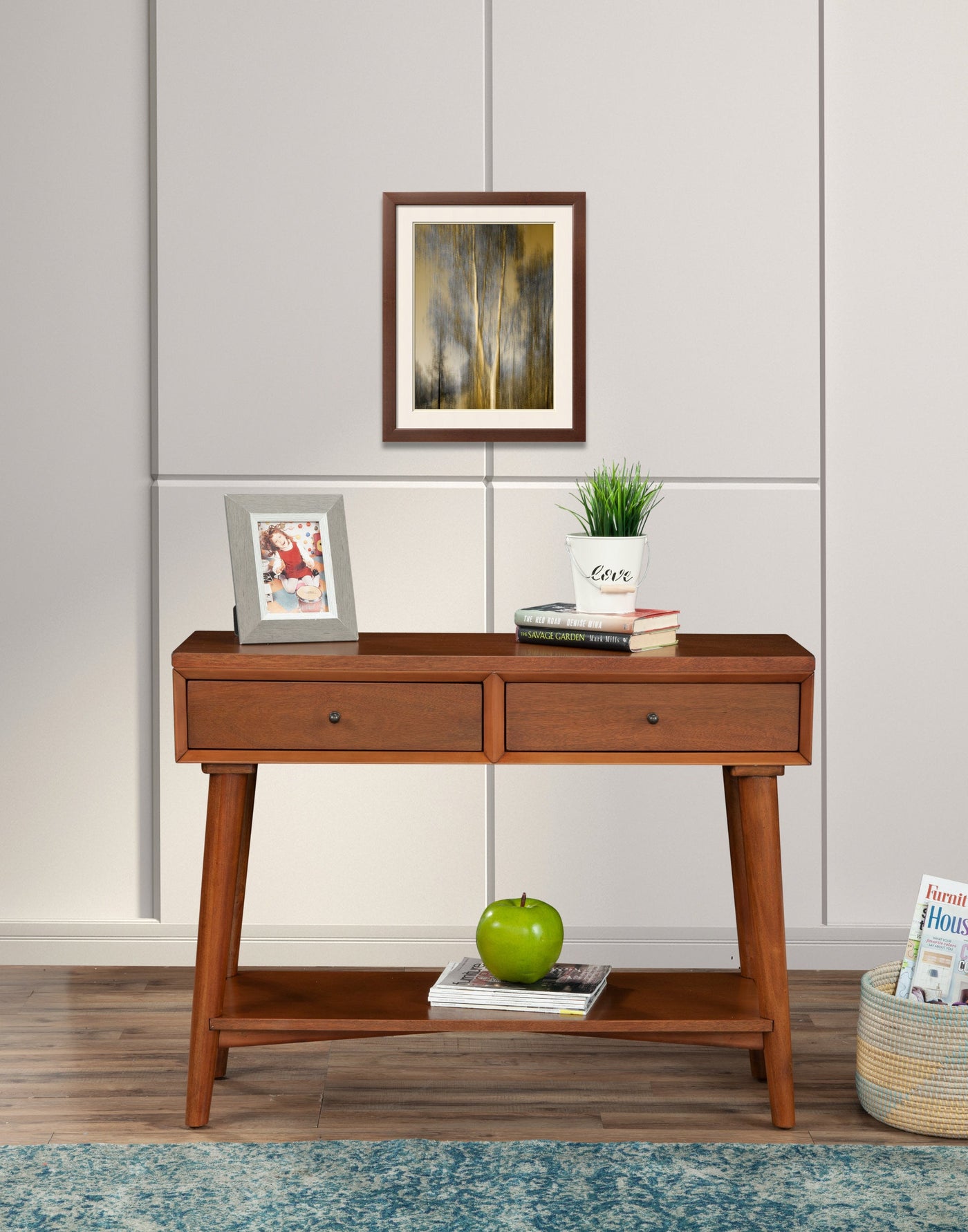 42’ Brown Solid and Manufactured Wood Floor Shelf Console Table With Storage With Storage - Console Tables