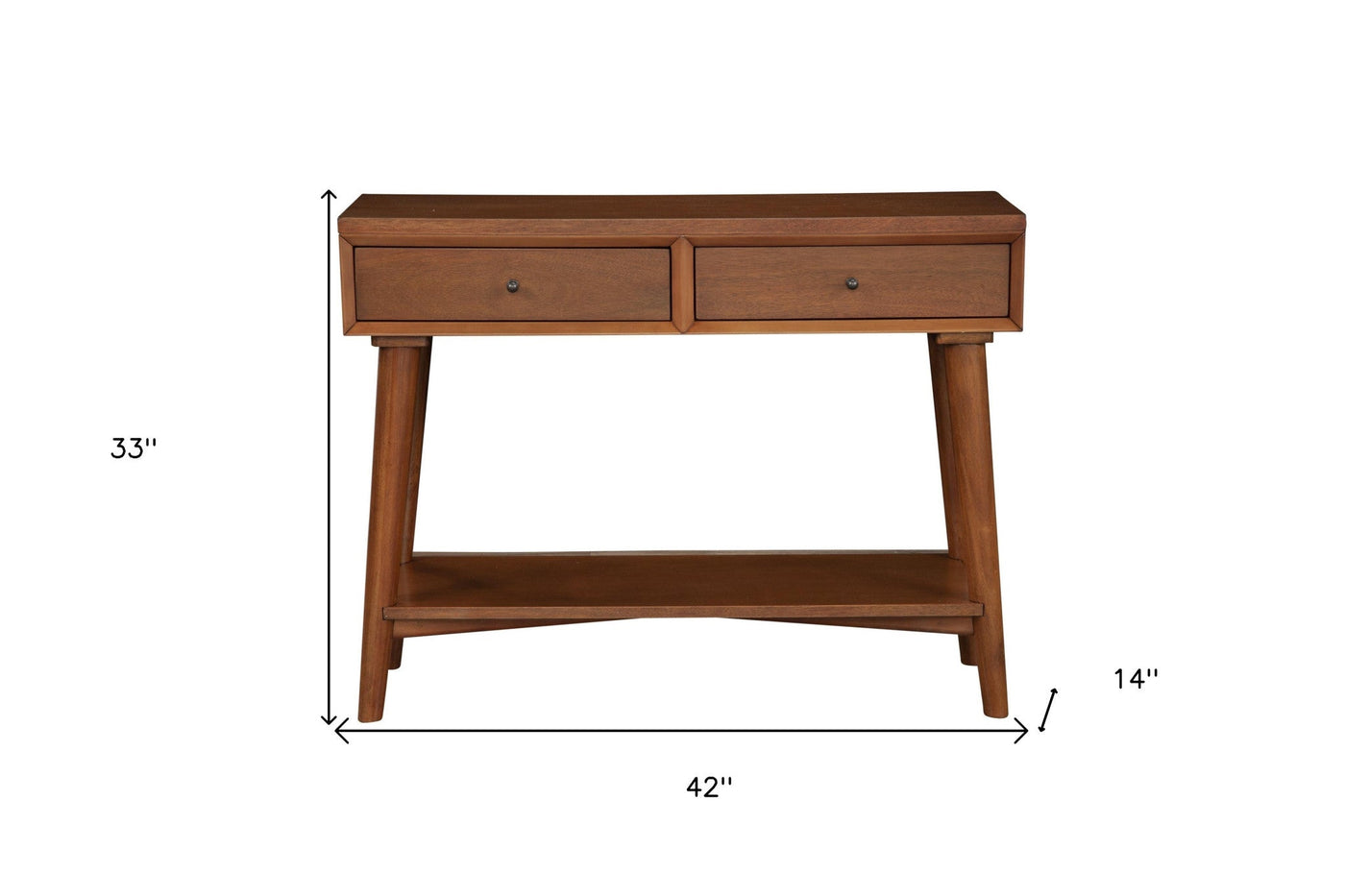 42’ Brown Solid and Manufactured Wood Floor Shelf Console Table With Storage With Storage - Console Tables
