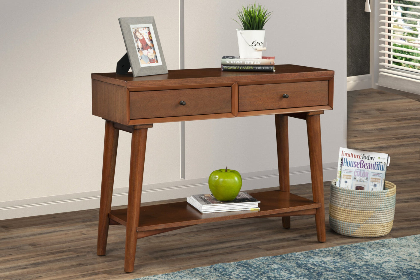 42’ Brown Solid and Manufactured Wood Floor Shelf Console Table With Storage With Storage - Console Tables