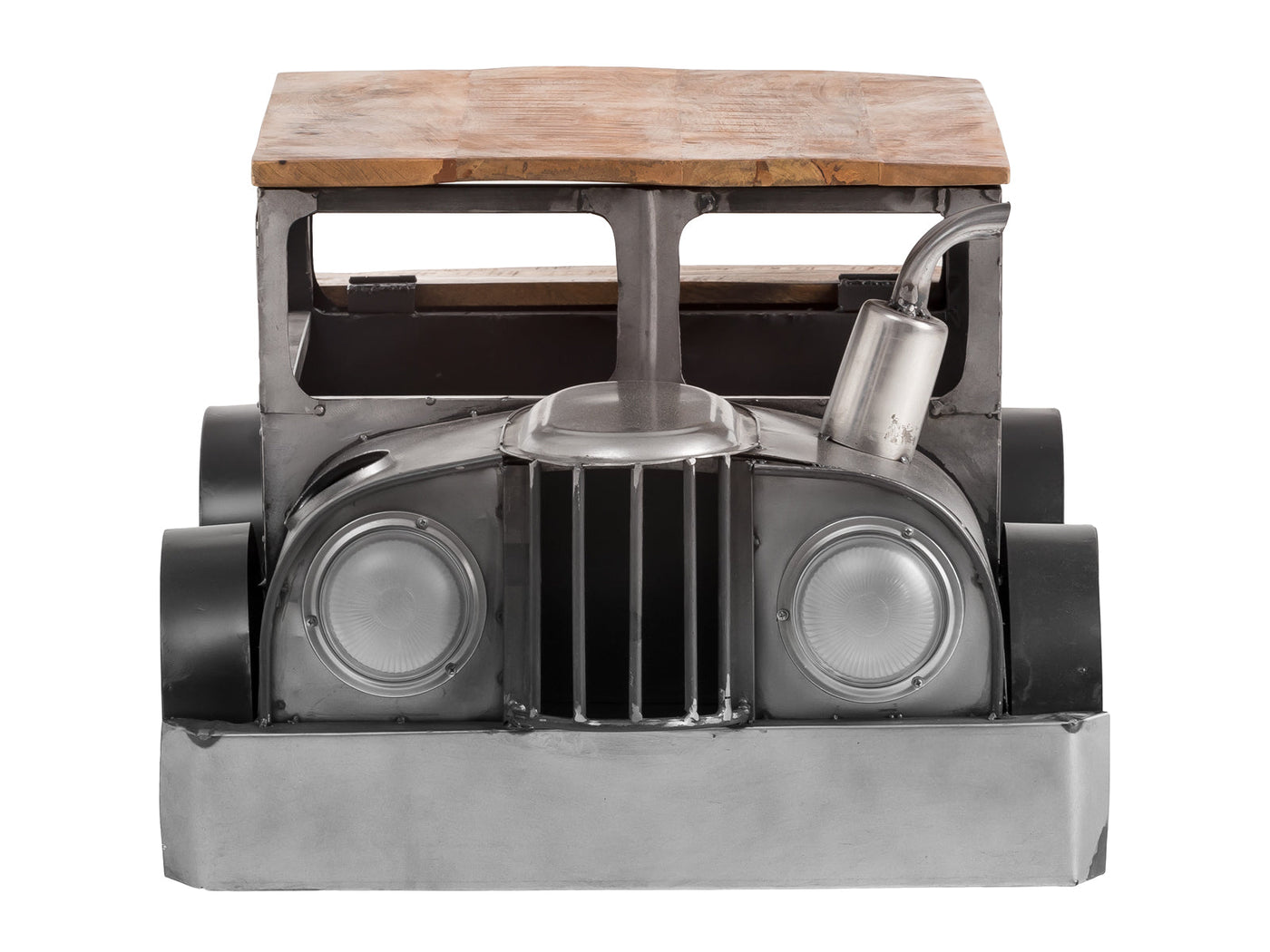 42’ Grey And Brown Vintage Style Truck Solid Wood and Metal Coffee Table - Coffee Tables