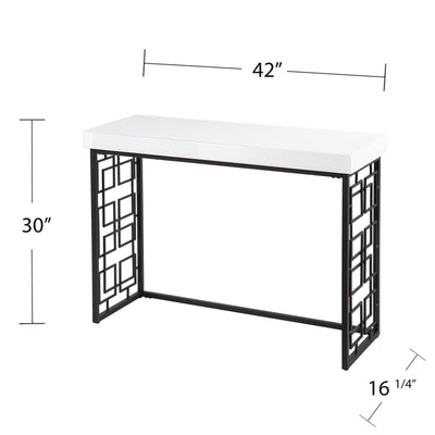 42’ White and Black Glass Sled Console Table - Console Tables