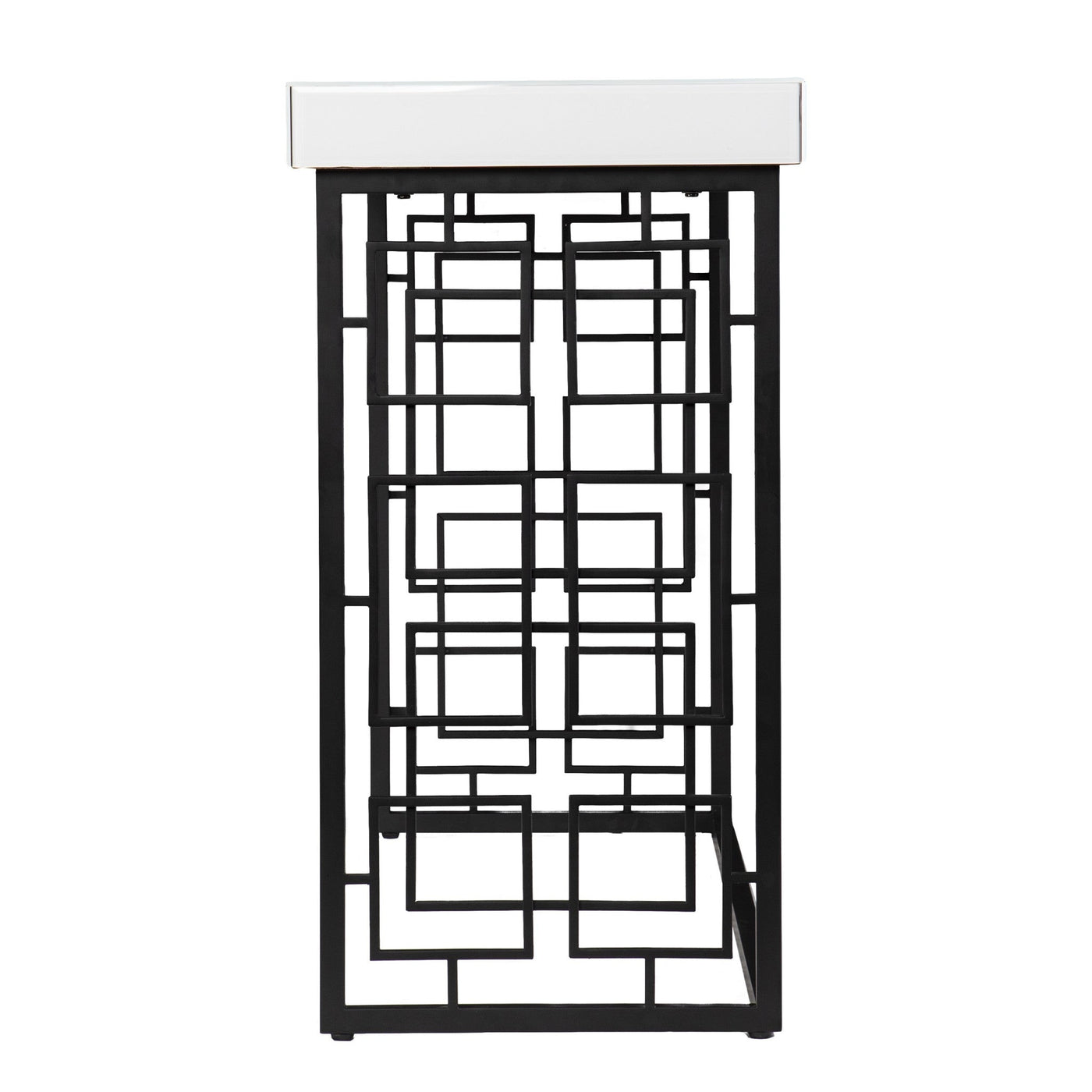42’ White and Black Glass Sled Console Table - Console Tables