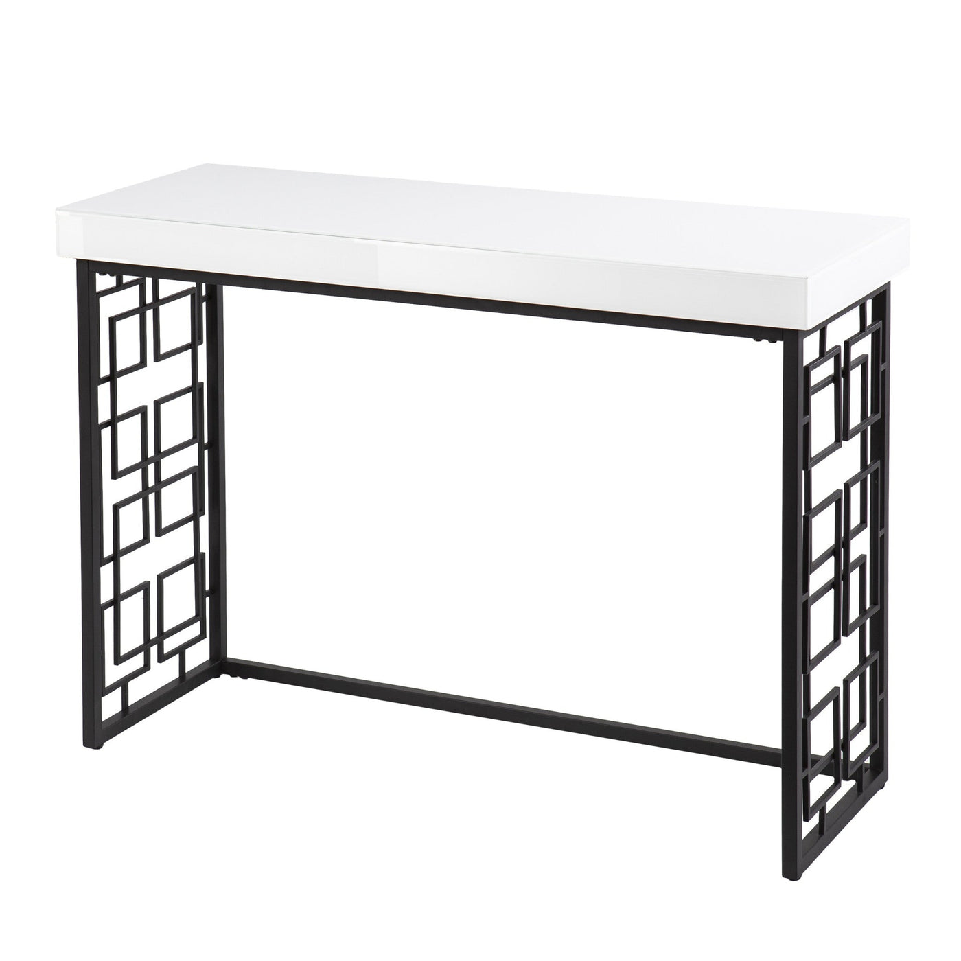 42’ White and Black Glass Sled Console Table - Console Tables