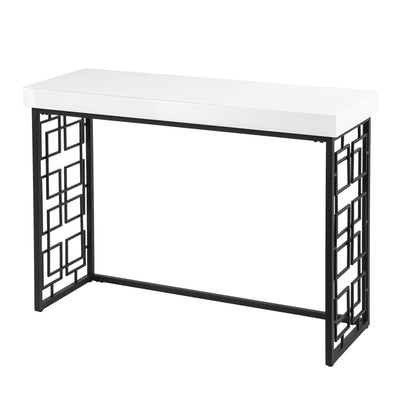 42’ White and Black Glass Sled Console Table - Console Tables