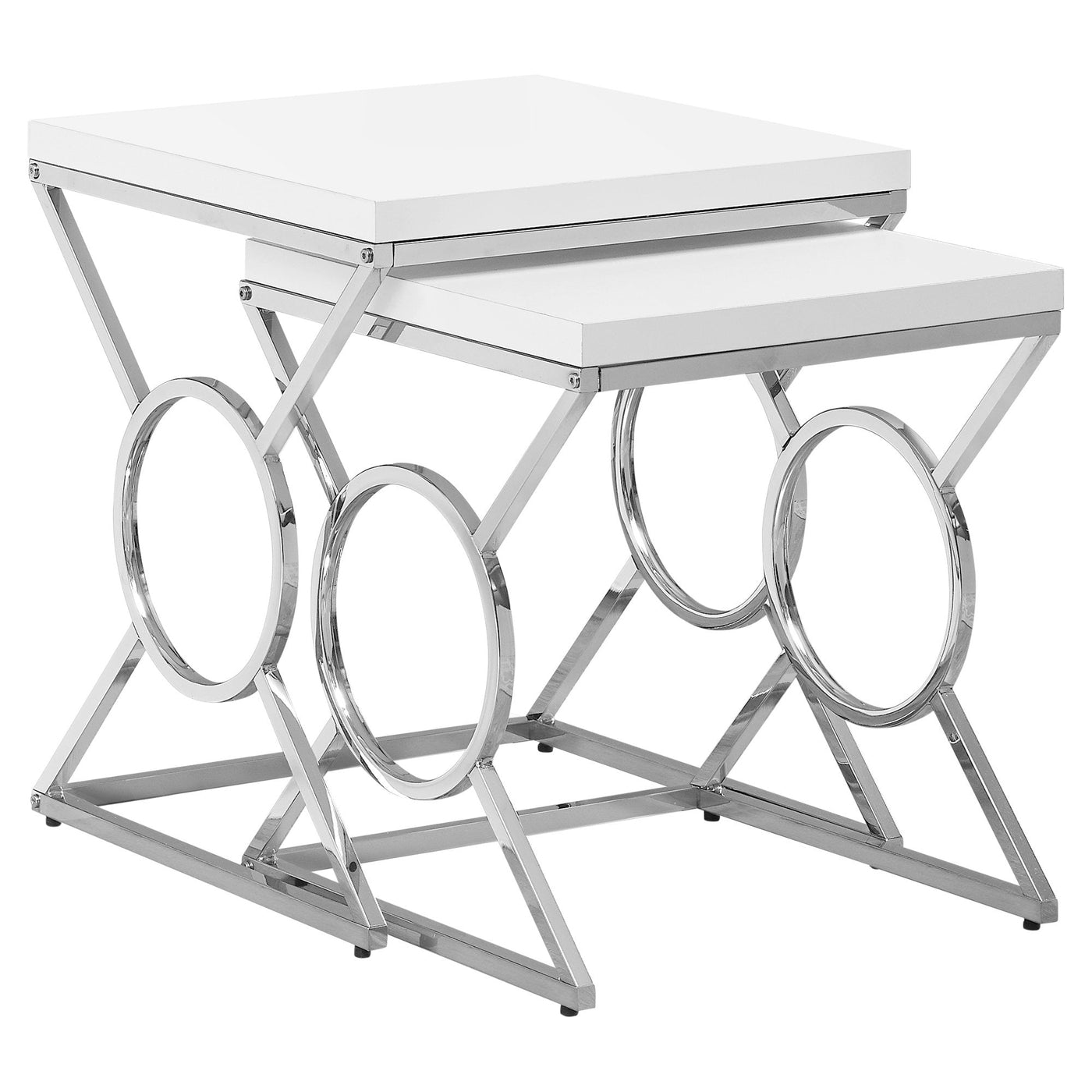 43’ Silver And White Nested Tables - End-Side Tables