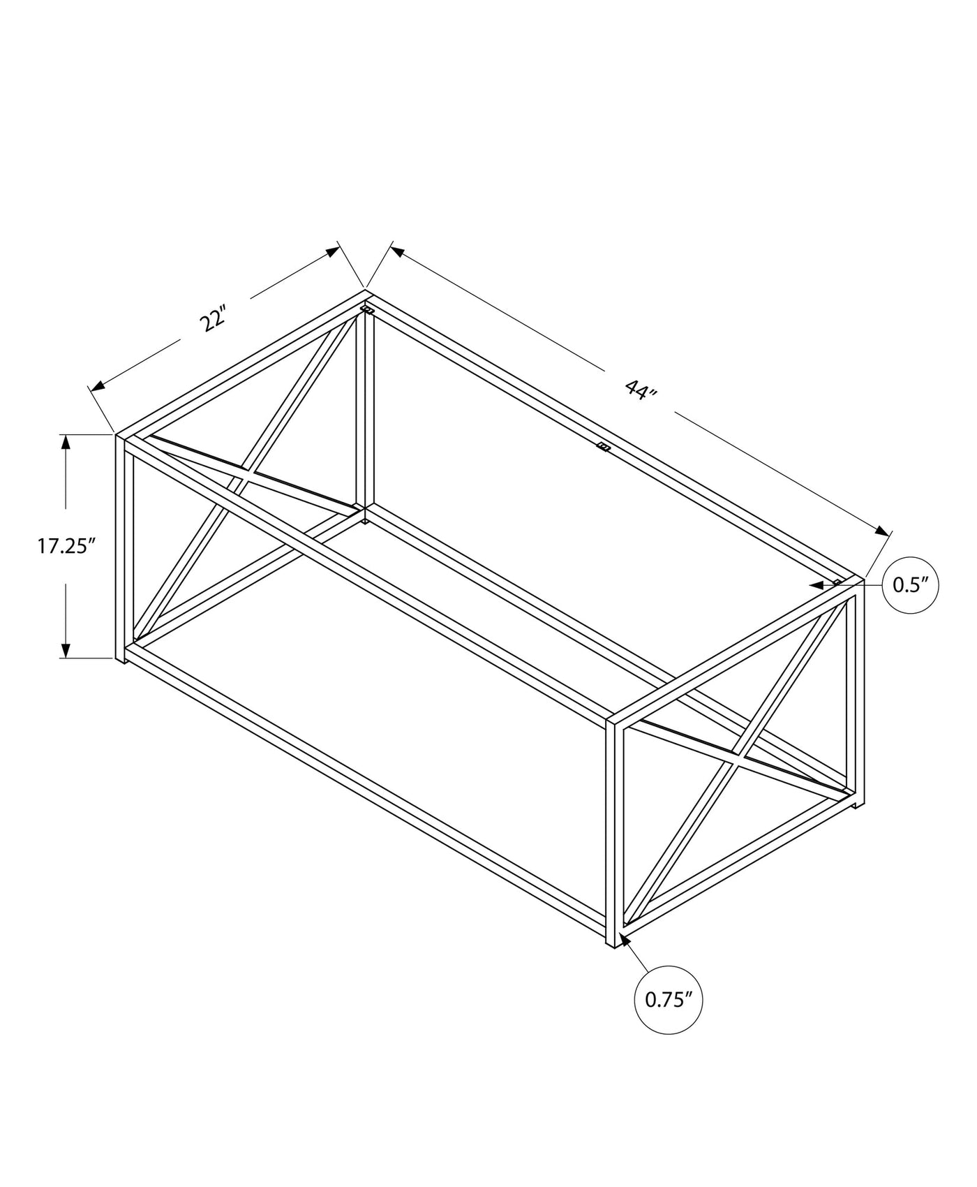 44’ Clear And Gold Glass And Iron Coffee Table - Coffee Tables