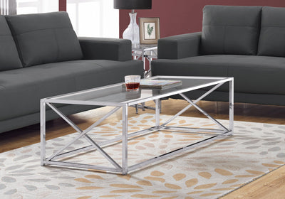 44’ Clear And Gold Glass And Iron Coffee Table - Coffee Tables