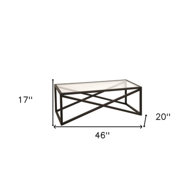 46’ Black Glass And Steel Coffee Table - Coffee Tables