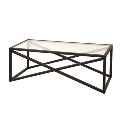 46’ Black Glass And Steel Coffee Table - Coffee Tables