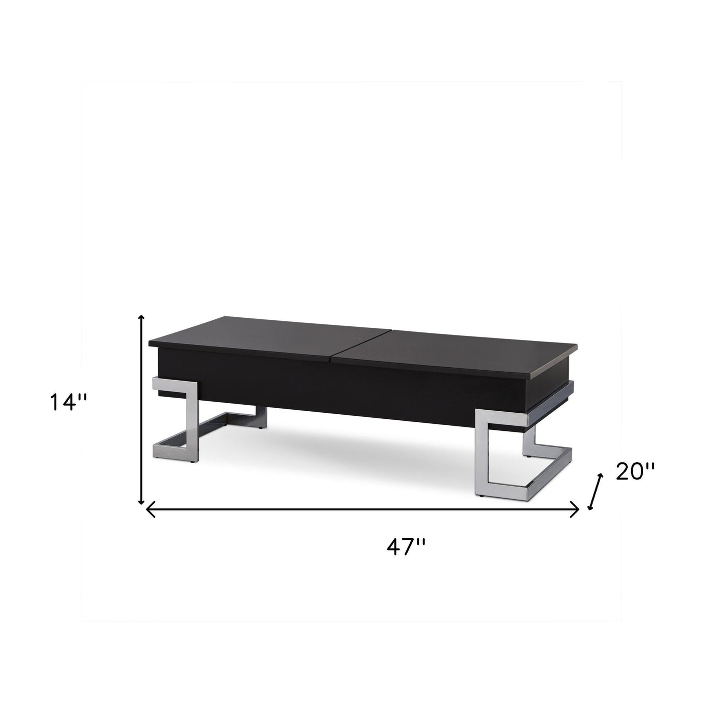 47’ Black And Silver Iron Lift Top Coffee Table - Coffee Tables