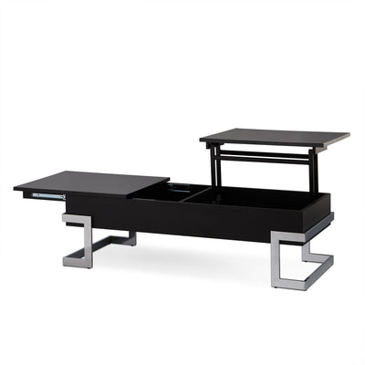 47’ Black And Silver Iron Lift Top Coffee Table - Coffee Tables