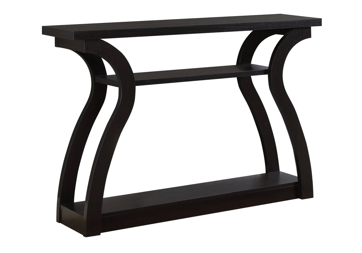 47’ Espresso Floor Shelf Console Table With Storage - Console Tables