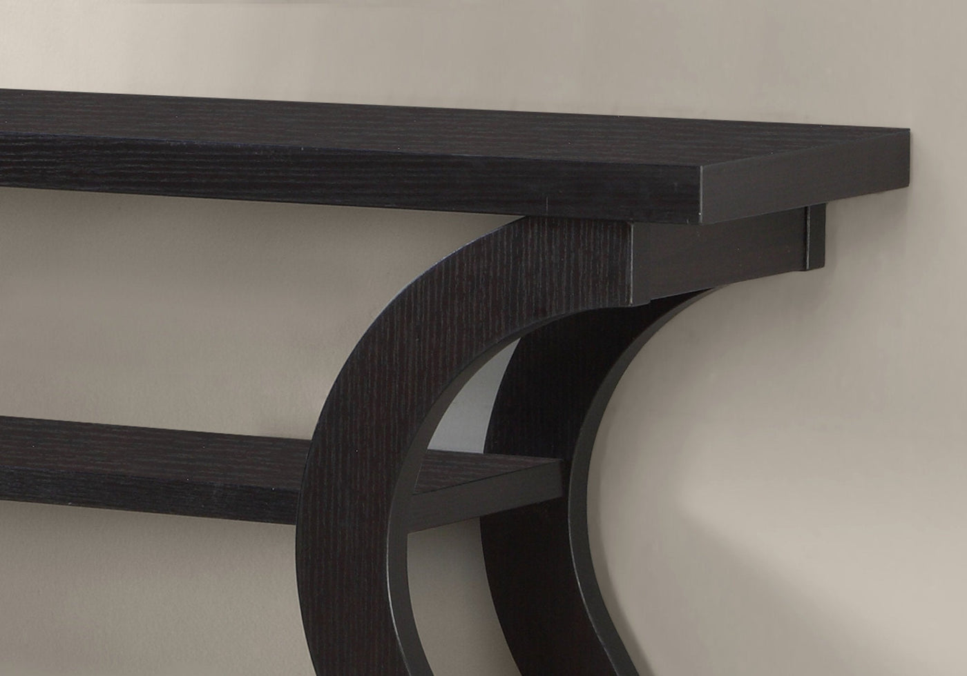 47’ Espresso Floor Shelf Console Table With Storage - Console Tables