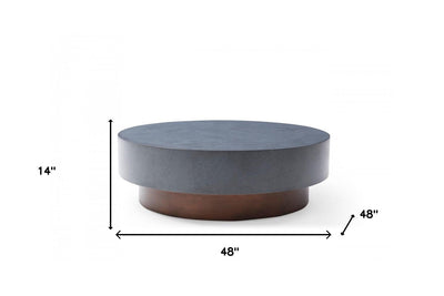 48’’ Antique Copper And Grey Steel Round Coffee Table - Coffee Tables