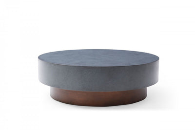 48’’ Antique Copper And Grey Steel Round Coffee Table - Coffee Tables