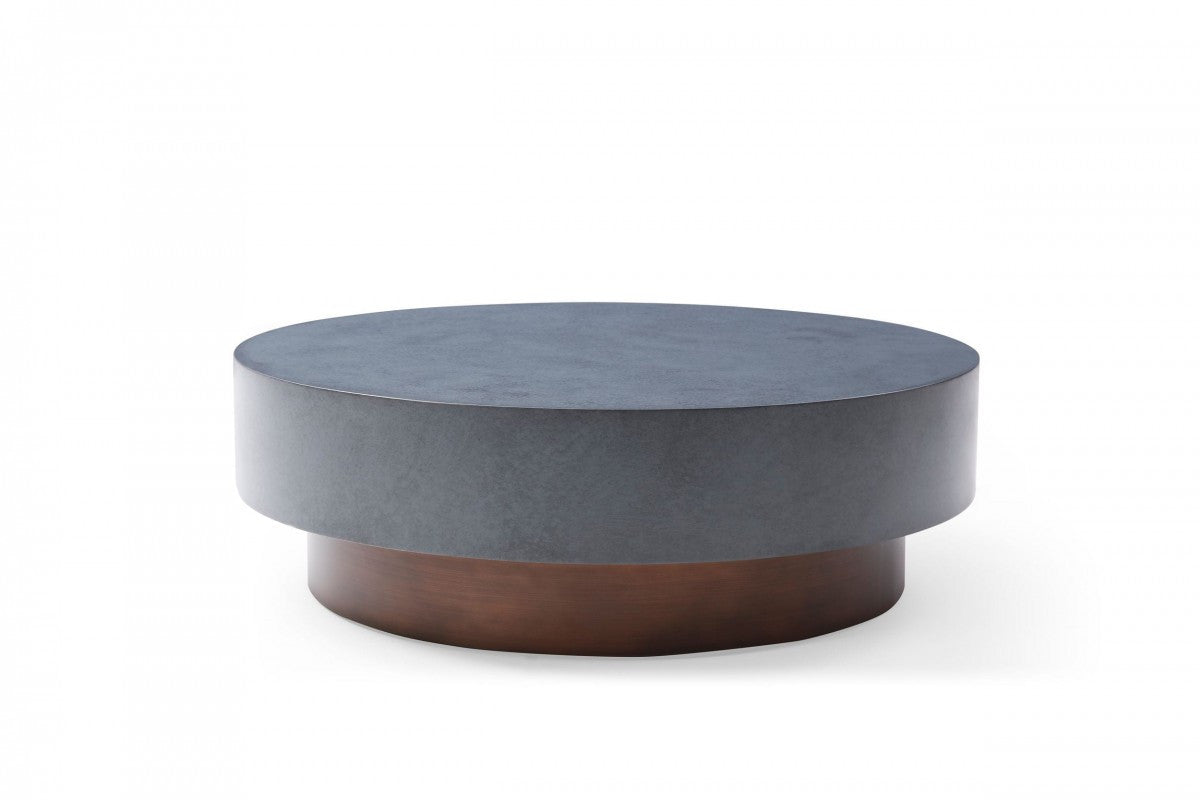 48’ Antique Copper And Grey Steel Round Coffee Table - Coffee Tables
