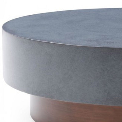 48’ Antique Copper And Grey Steel Round Coffee Table - Coffee Tables