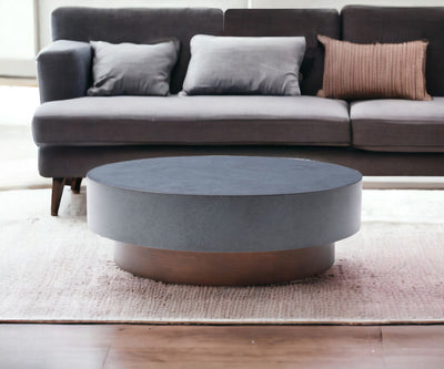 48’’ Antique Copper And Grey Steel Round Coffee Table - Coffee Tables