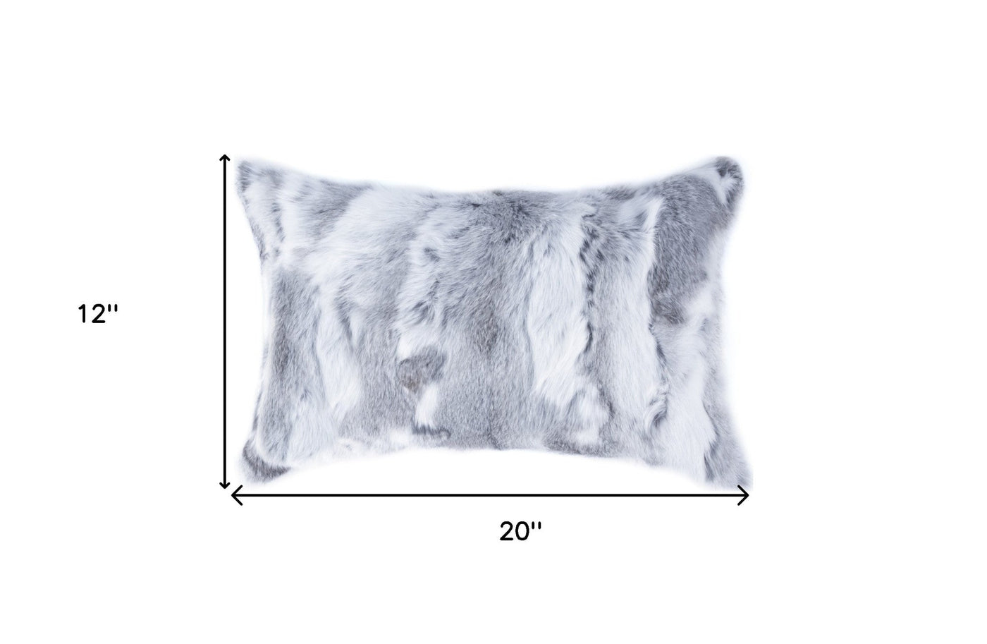 5’’ X 12’’ X 20’’ 100% Natural Rabbit Fur Grey Pillow - Accent Throw Pillows