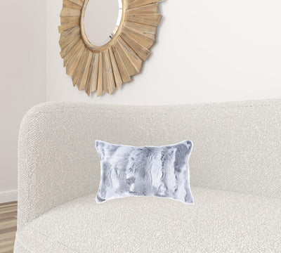 5’’ X 12’’ X 20’’ 100% Natural Rabbit Fur Grey Pillow - Accent Throw Pillows