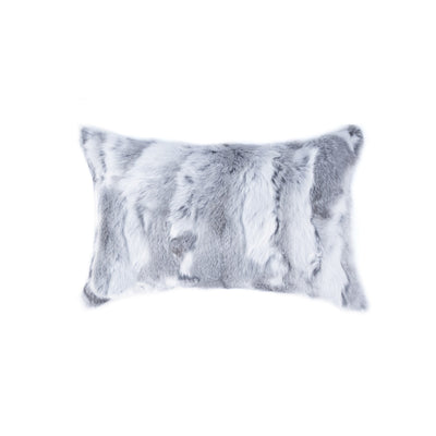 5’’ X 12’’ X 20’’ 100% Natural Rabbit Fur Grey Pillow - Accent Throw Pillows