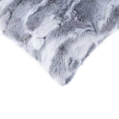 5’’ X 12’’ X 20’’ 100% Natural Rabbit Fur Grey Pillow - Accent Throw Pillows