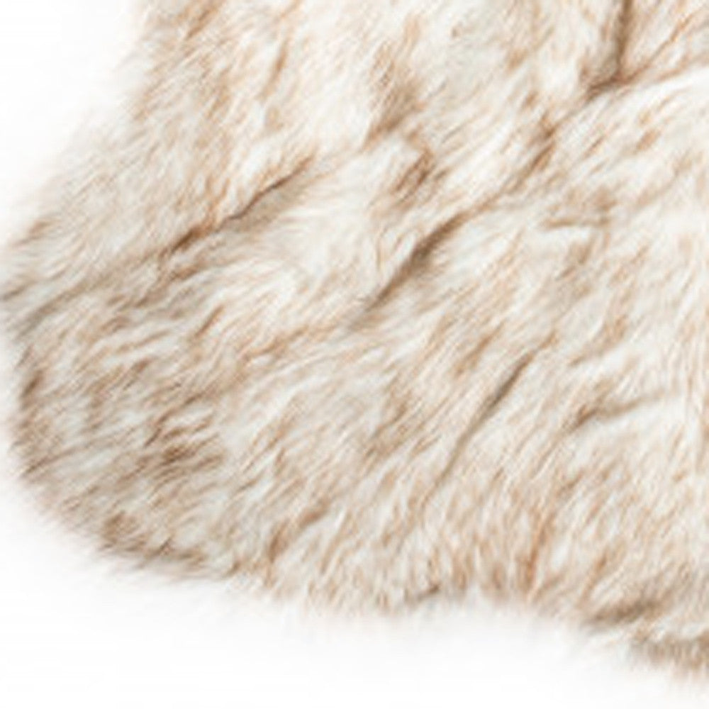 5’ X 6’ Ombre Tan Faux Fur Washable Non Skid Area Rug - Area Rugs