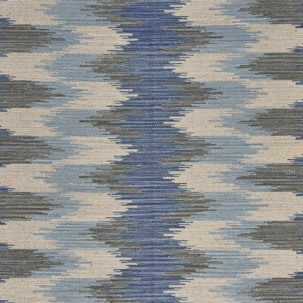 5’ X 7’ Blue and Cream Ikat Pattern Area Rug - Area Rugs