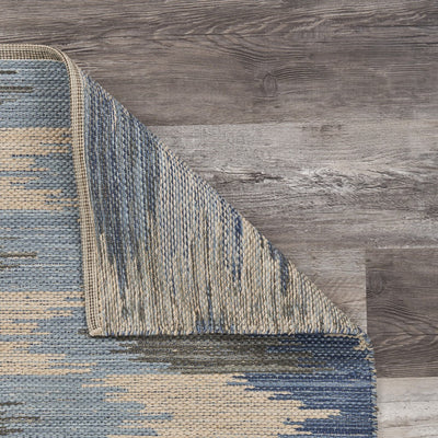 5’ x 7’ Blue and Cream Ikat Pattern Area Rug - Area Rugs