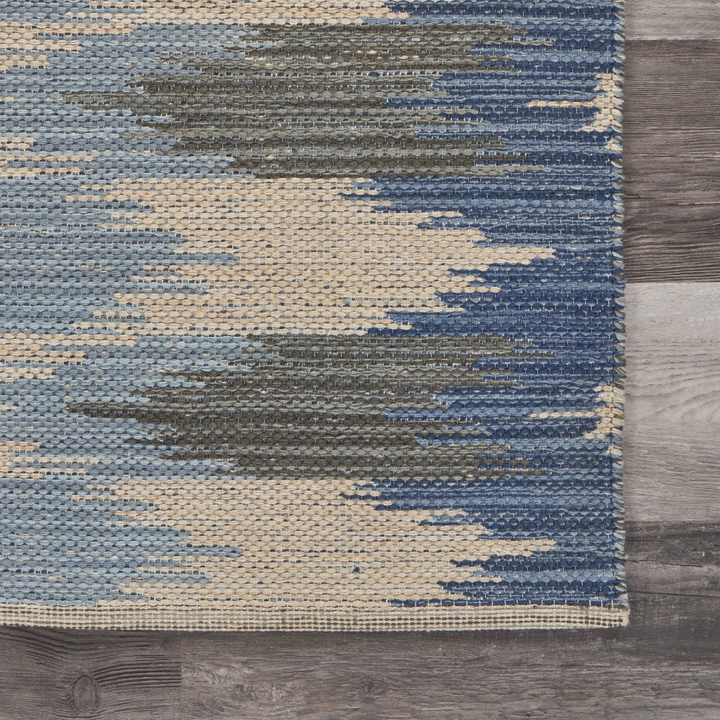 5’ x 7’ Blue and Cream Ikat Pattern Area Rug - Area Rugs