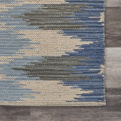 5’ X 7’ Blue and Cream Ikat Pattern Area Rug - Area Rugs