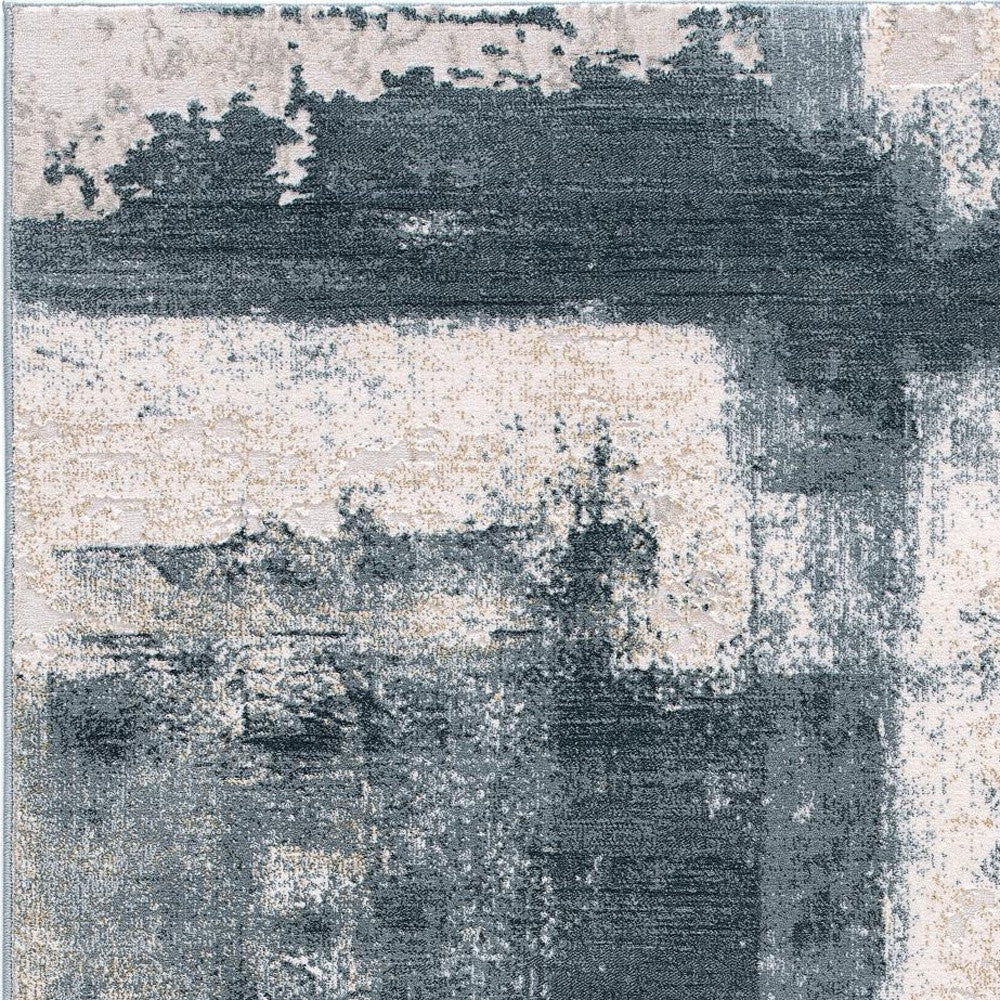 5’ X 7’ Blue And Ivory Abstract Dhurrie Area Rug - 7’ x 10’ - Area Rugs