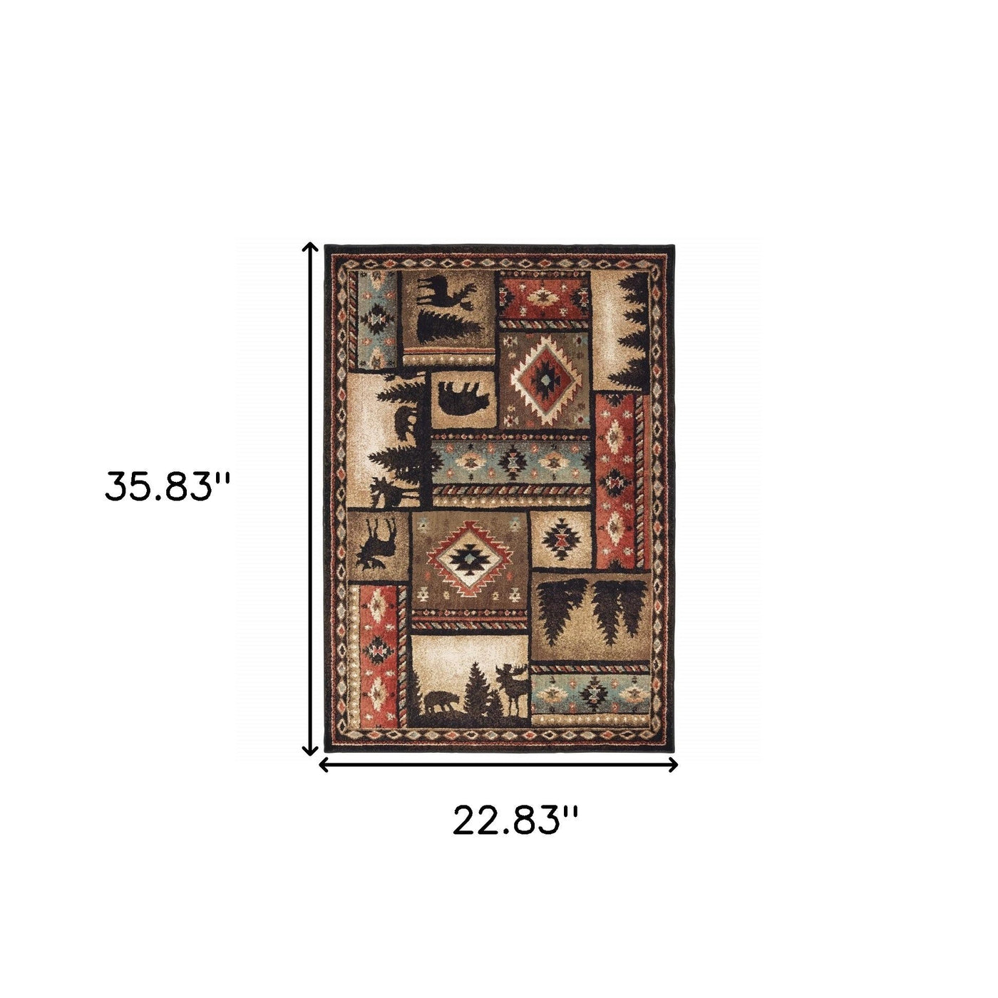 2’ X 8’ Black And Brown Nature Lodge Runner Rug - 2’ x 3’ - Area Rugs