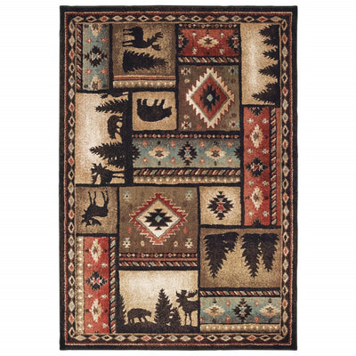 2’ X 8’ Black And Brown Nature Lodge Runner Rug - Area Rugs