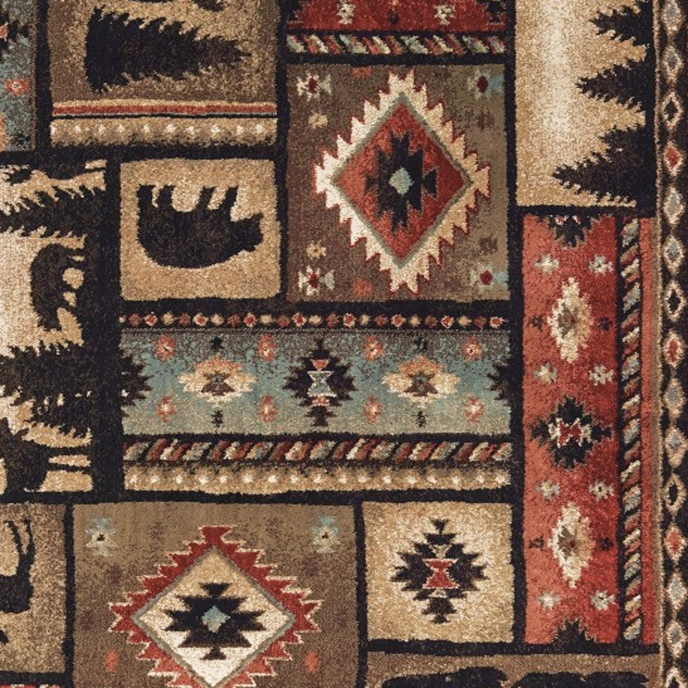 2’ X 8’ Black And Brown Nature Lodge Runner Rug - Area Rugs