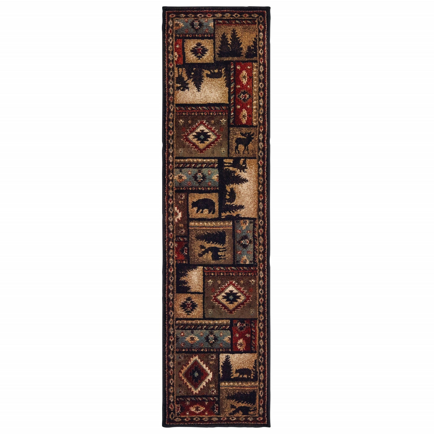 10’X13’ Black And Brown Nature Lodge Area Rug - Area Rugs