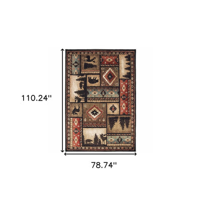 10’X13’ Black And Brown Nature Lodge Area Rug - Area Rugs