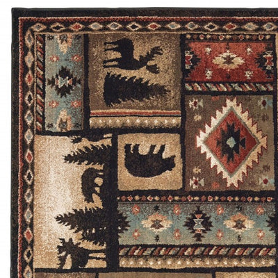 2’ X 8’ Black And Brown Nature Lodge Runner Rug - Area Rugs