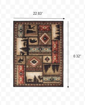 2’ X 8’ Black And Brown Nature Lodge Runner Rug - Area Rugs