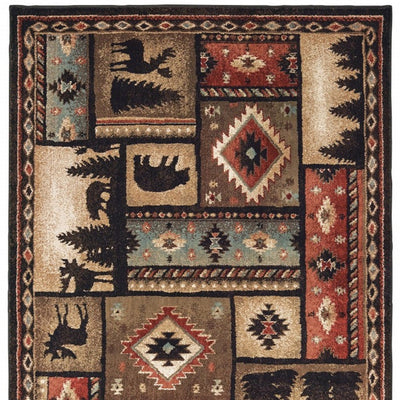 2’ X 8’ Black And Brown Nature Lodge Runner Rug - Area Rugs