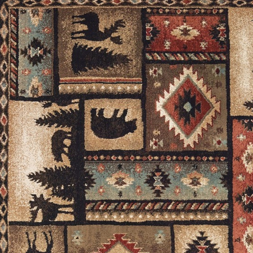 2’ X 8’ Black And Brown Nature Lodge Runner Rug - Area Rugs