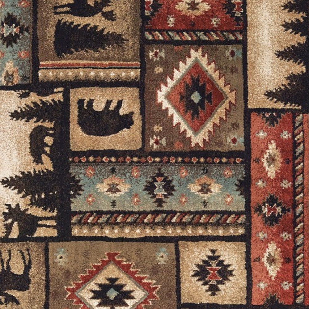 2’ X 8’ Black And Brown Nature Lodge Runner Rug - Area Rugs