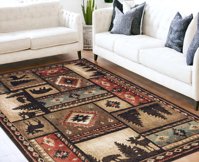 2’ X 8’ Black And Brown Nature Lodge Runner Rug - 5’ x 8’ - Area Rugs