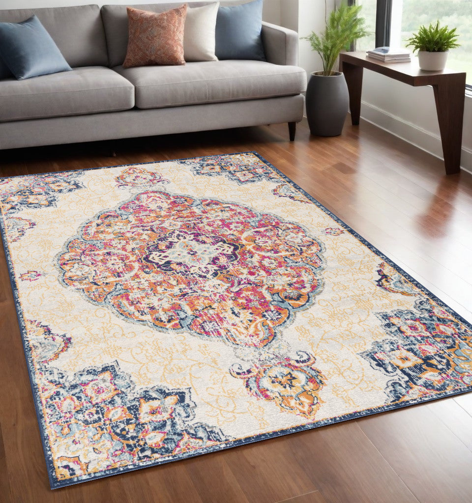 5’ X 7’ Cream Oriental Dhurrie Area Rug - 5’ x 8’ - Area Rugs