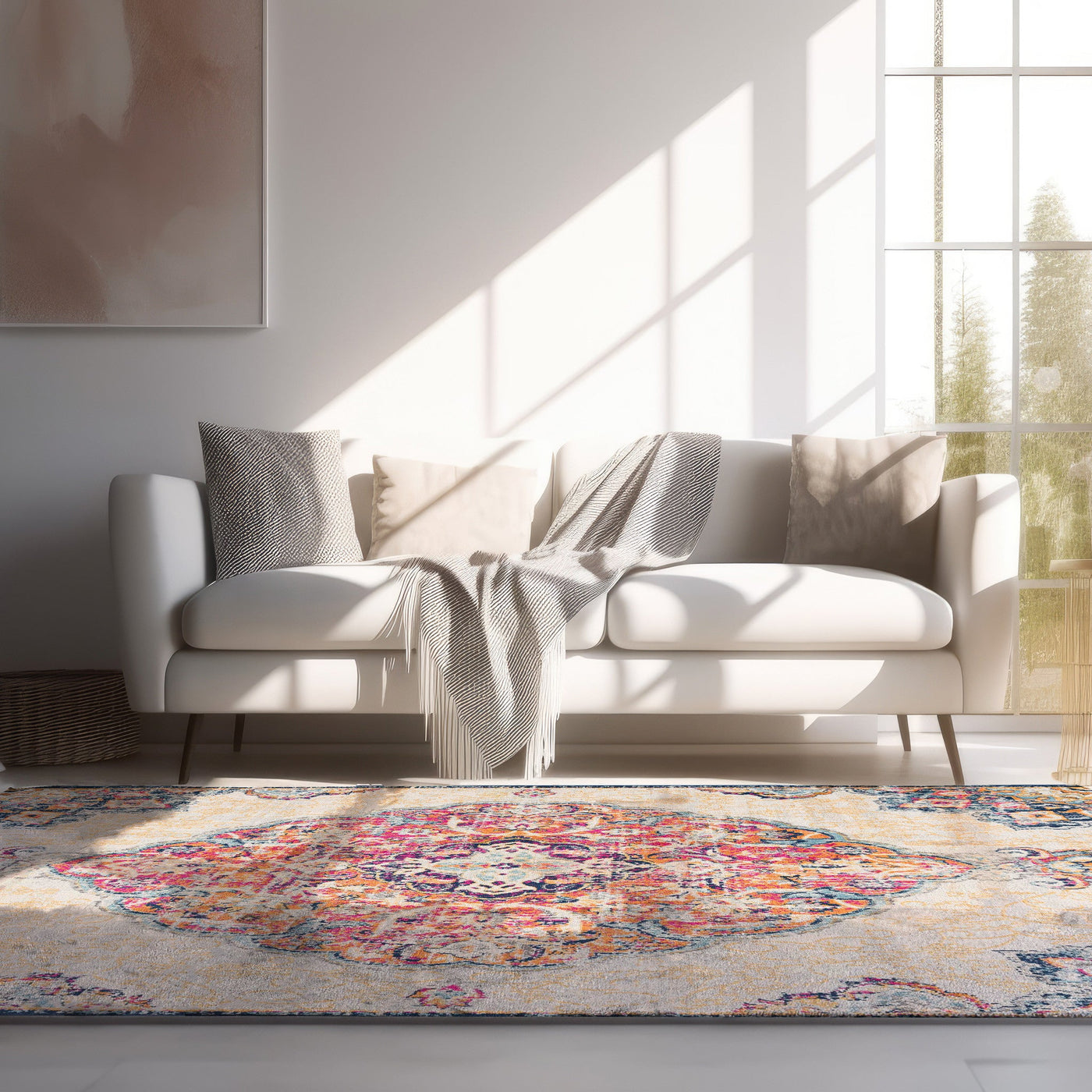 5’ X 7’ Cream Oriental Dhurrie Area Rug - Area Rugs