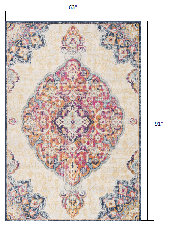 5’ X 7’ Cream Oriental Dhurrie Area Rug - Area Rugs